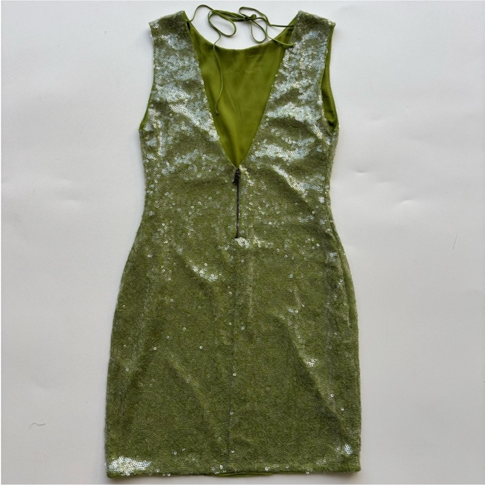 Alice + Olivia Green Sequin Mini Dress - Picture 3 of 10